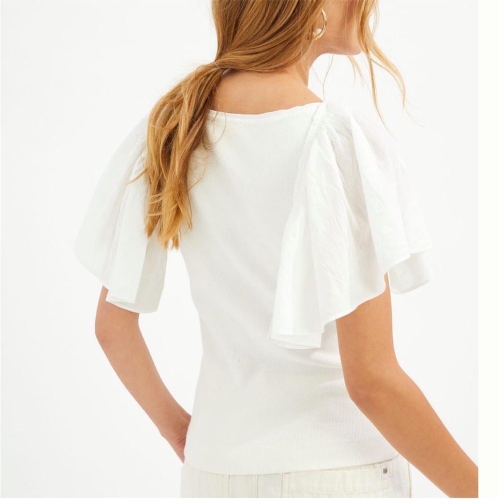 Anthropologie Maeve Flutter Sleeve Top NWT - Picture 3 of 7